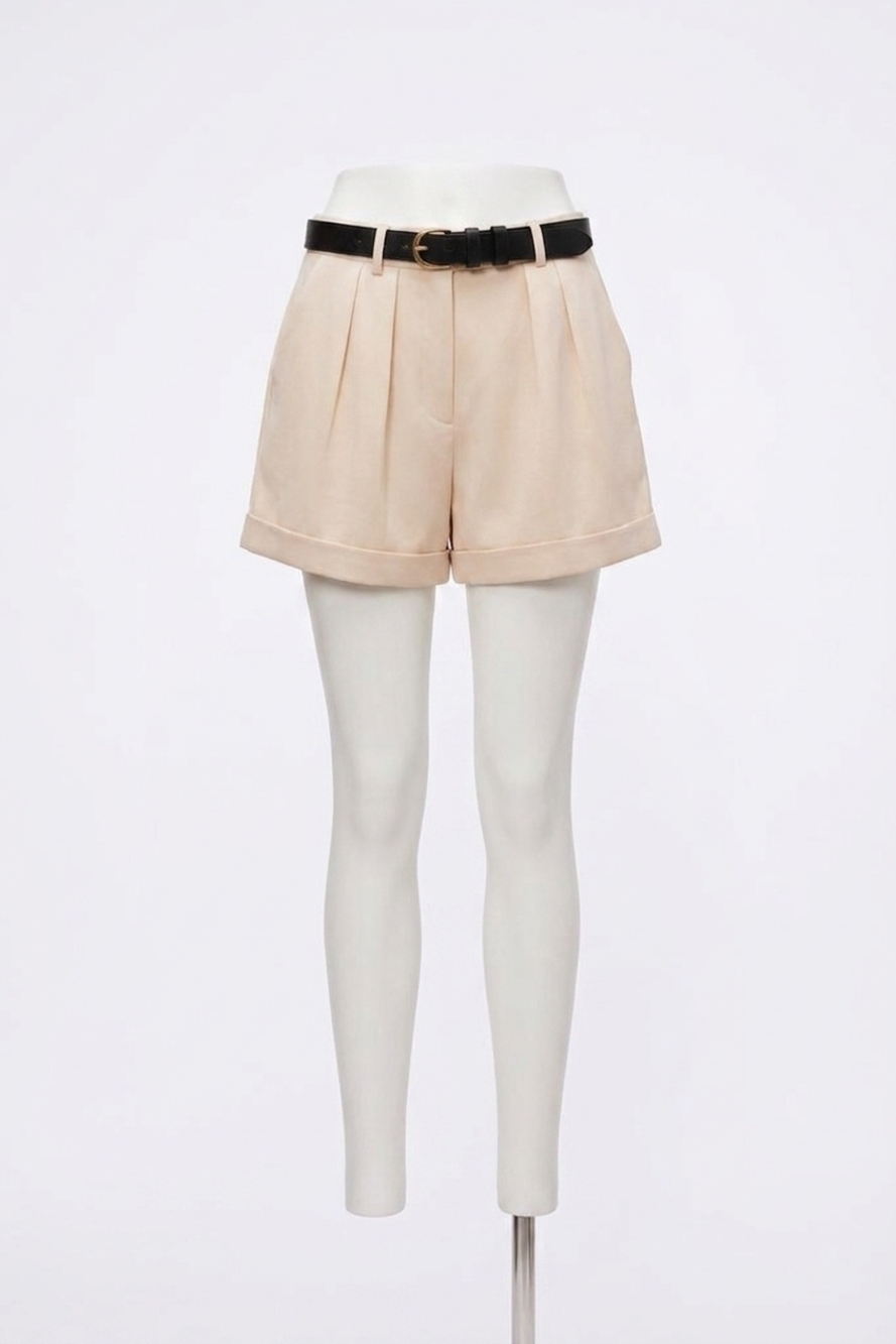 NEW JONATHAN SIMKHAI devan pleated shorts in ecru